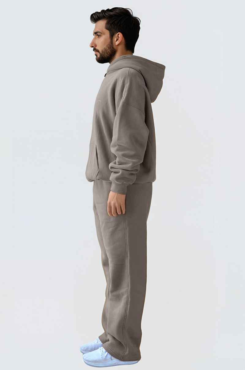 U Moon Dento Sweatshirt Oversize Fleece + Hoodie - Camel