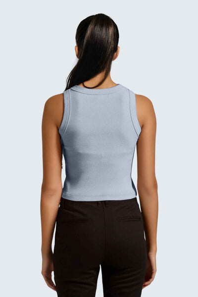 W MoonRib Cropped Tank - Ocean Light