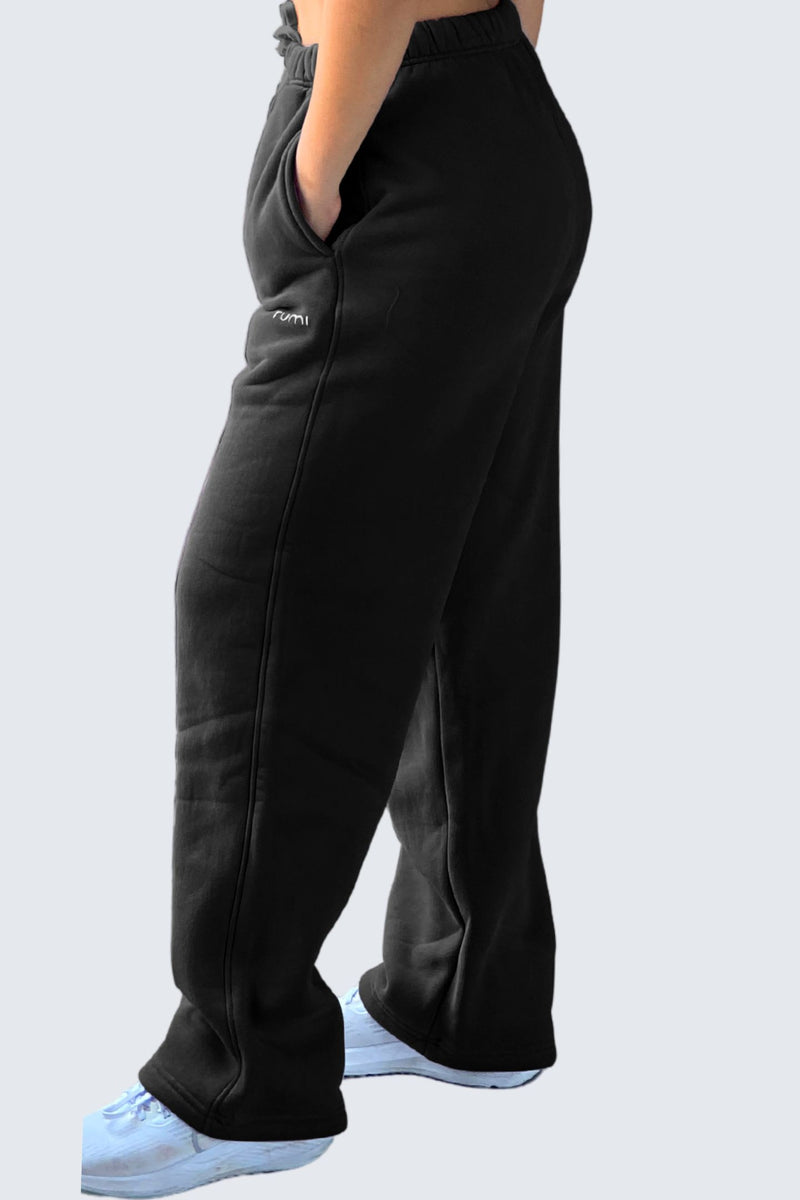 U Moon Sweatpants Relaxed Open Fleece - Black