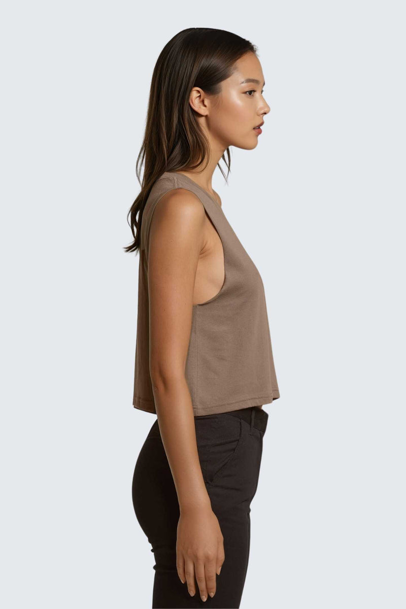 W Moon Air Cropped Tank - Wood