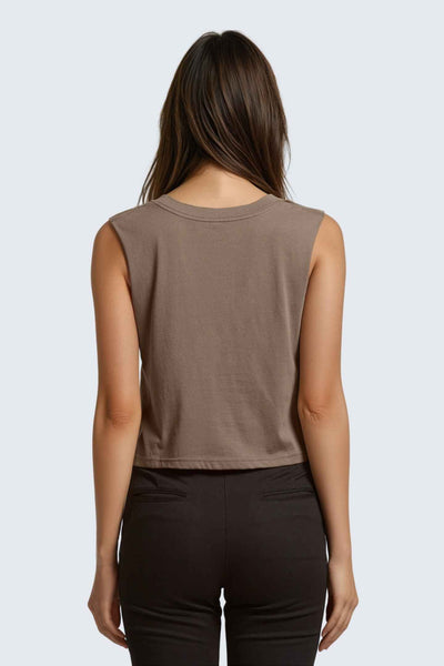 W Moon Air Cropped Tank - Wood