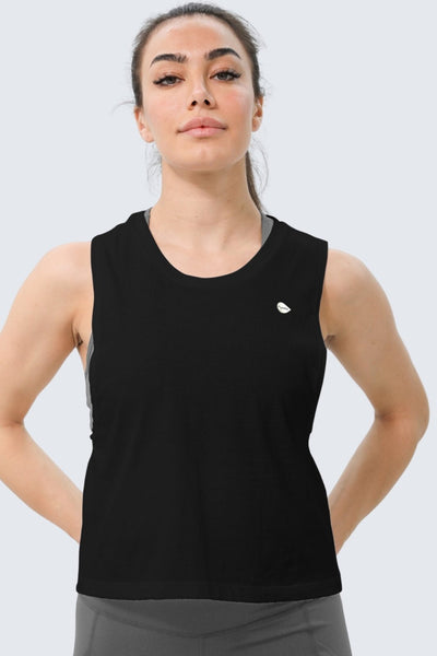 Rumi Earth - Moon Air Short Muscle Tank - Black - R131230BKP - Tops