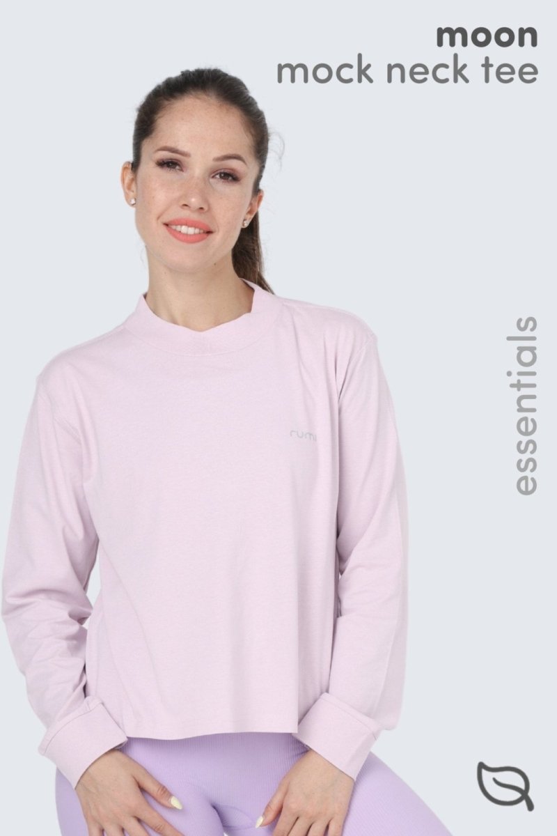 Rumi Earth - W Moon Tee Mock - Neck Long - Sleeve - Orchid - R111222ODP - Tops