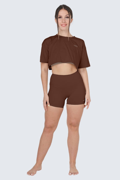 Rumi Earth - W MoveAir Tee Cropped - Cocoa - R111121CAP - Tops