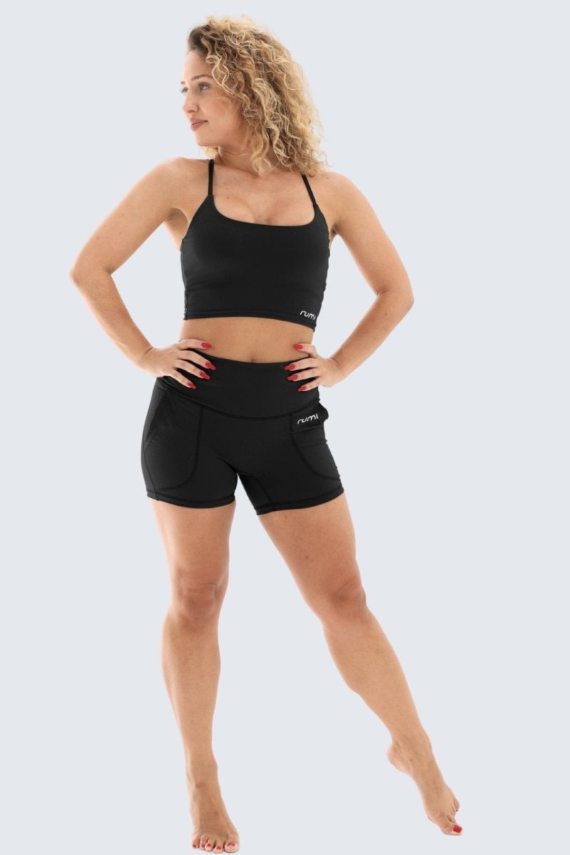 Rumi Earth - W Sun Zen Shorts 4” + Pockets - Black - R124443BKP - Bottoms